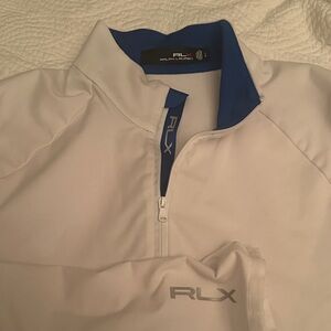 RLX Ralph Lauren White and Blue Half-Zip Pullover